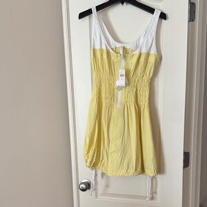 Daily Practice Yellow and White Zip-Front Summer Dress NWT